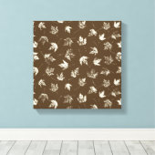 秋の葉Mapleの茶色 – シームレスなパターン。 キャンバスプリント (インサイチュ (ウッドフロア))