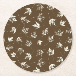 秋の葉Mapleの茶色 – シームレスなパターン。 ラウンドペーパーコースター