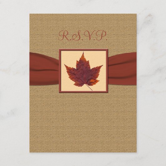 秋の葉RSVPカード 出欠カード (正面)