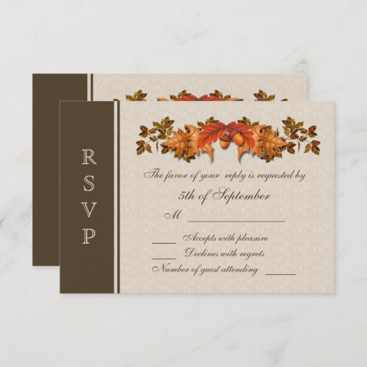 秋の葉RSVP 出欠カード (正面/裏面)