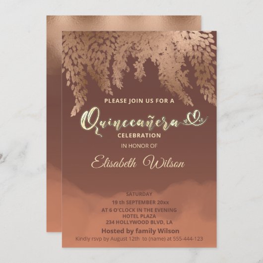 秋の藤シナモンカンタローペの水彩 招待状 (正面/裏面)