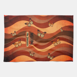 秋の蝶は赤茶色 キッチンタオル