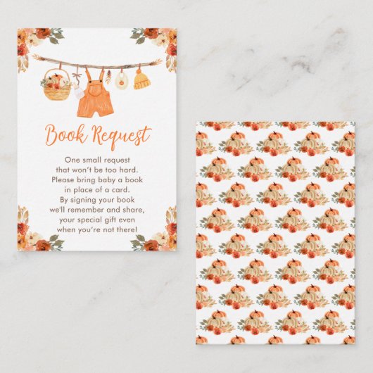 秋の衣料品行少年の赤ちゃんシャワー予約リクエスト エンクロージャーカード (正面/裏面)
