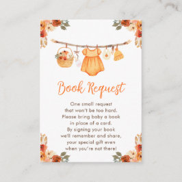 秋の衣服行の女の子の赤ちゃんシャワー本のリクエスト エンクロージャーカード