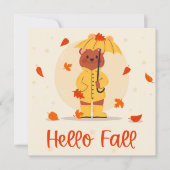 秋の装いのクマのポストカード (正面)