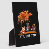 秋の装い カーディガン犬 オータム ユニーク グラフィック フォトプラーク (側面)