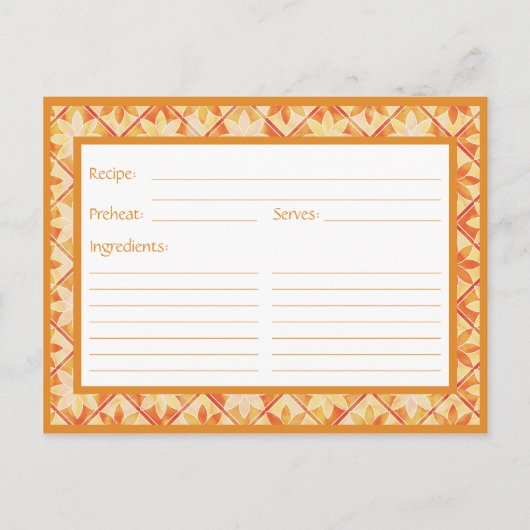 秋の装飾フローラタイルレシピカード ポストカード (正面)