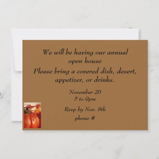 秋の装飾 –  招待状 (裏面)