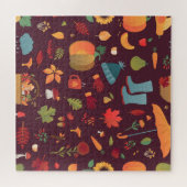 秋の要素、暗い背景、ヴィンテージ ジグソーパズル (横)