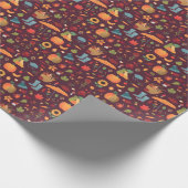 秋の要素、暗い背景、ヴィンテージ ラッピングペーパー (角)