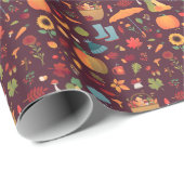 秋の要素、暗い背景、ヴィンテージ ラッピングペーパー (ロールコーナー)