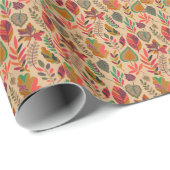 秋の要素：鮮やかヴィンテージパターン ラッピングペーパー (ロールコーナー)