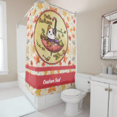 秋の訪ねでかわいい猫は傘に乗って シャワーカーテン (インサイチュ)