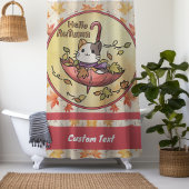 秋の訪ねでかわいい猫は傘に乗って シャワーカーテン