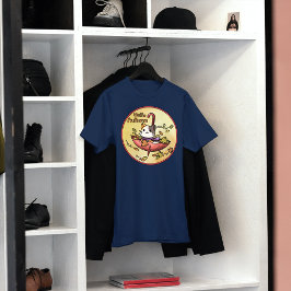 秋の訪ねでかわいい猫は傘に乗って Tシャツ