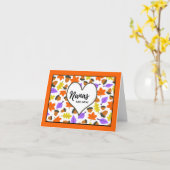 秋の誕生日のナナカラフル葉ズアコーン カード (黄色い花)