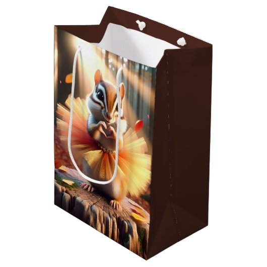 秋の誕生日チプムンクツツを着て ミディアムペーパーバッグ (正面アングル)