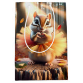 秋の誕生日チプムンクツツを着て ミディアムペーパーバッグ (正面)