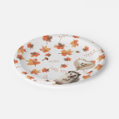 秋の誕生日バッシュ – ヘッジホッグ&自然をテーマ ペーパープレート (アングル)