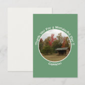 秋の誕生日パーティーのアイテムにリーンtoアディロンドック サンキューカード (正面/裏面)