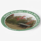 秋の誕生日パーティーのアイテムにリーンtoアディロンドック ペーパープレート (アングル)