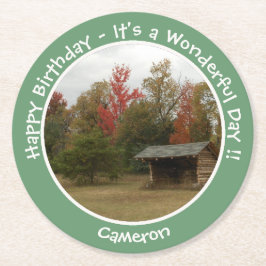 秋の誕生日パーティーのアイテムにリーンtoアディロンドック ラウンドペーパーコースター