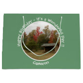 秋の誕生日パーティーのアイテムにリーンtoアディロンドック ラージペーパーバッグ (正面)