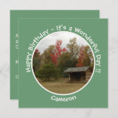 秋の誕生日パーティーのアイテムにリーンtoアディロンドック 招待状 (正面/裏面)