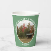 秋の誕生日パーティーのアイテムにリーンtoアディロンドック 紙コップ (裏面)