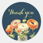 秋の誕生日パーティー秋オレンジ色の花 ラウンドシール (正面)