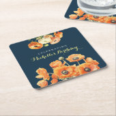 秋の誕生日パーティー秋フェテオレンジブロッサム スクエアペーパーコースター (アングル)