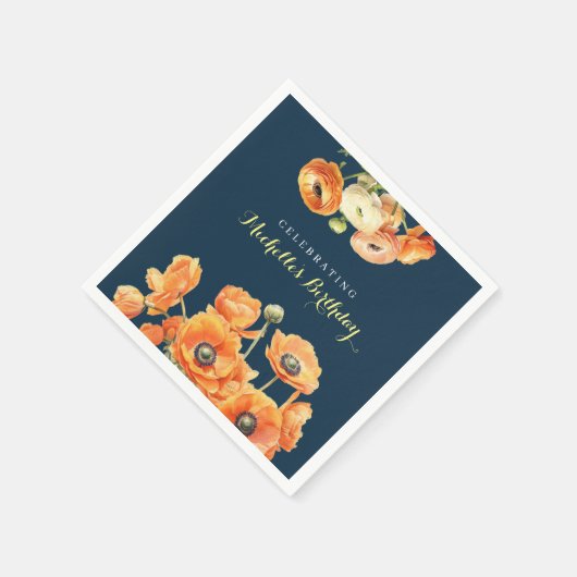秋の誕生日パーティー秋フェテオレンジブロッサム スタンダードカクテルナプキン (角)