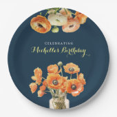 秋の誕生日パーティー秋フェテオレンジブロッサム ペーパープレート (正面)