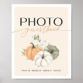 秋の誕生日フォトゲストブックテーブルサイン ポスター (正面)