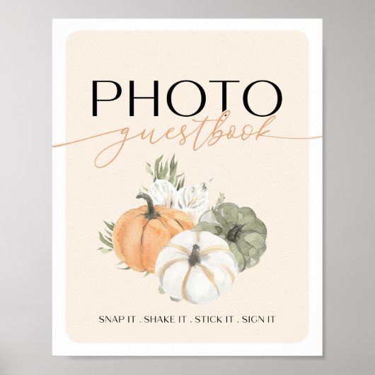 秋の誕生日フォトゲストブックテーブルサイン ポスター (正面)