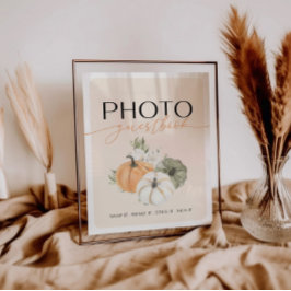 秋の誕生日フォトゲストブックテーブルサイン ポスター