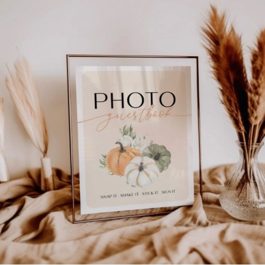 秋の誕生日フォトゲストブックテーブルサイン ポスター