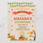 秋の誕生日招待状 秋のフェスティバルパーティー 招待状 (正面/裏面)