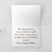 秋の誕生日、カボチャ、リンゴ カード (内部)