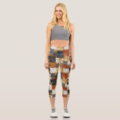 秋の調和:暖かいパッチワーク花柄 カプリレギンス (正面)