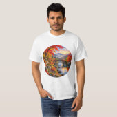 秋の谷の石橋の山の日の出 Tシャツ (正面フル)