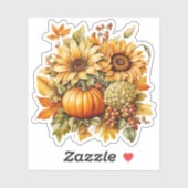 秋の豊かさ – ひまわり、ぶどう、かぼちゃの シール (シート)