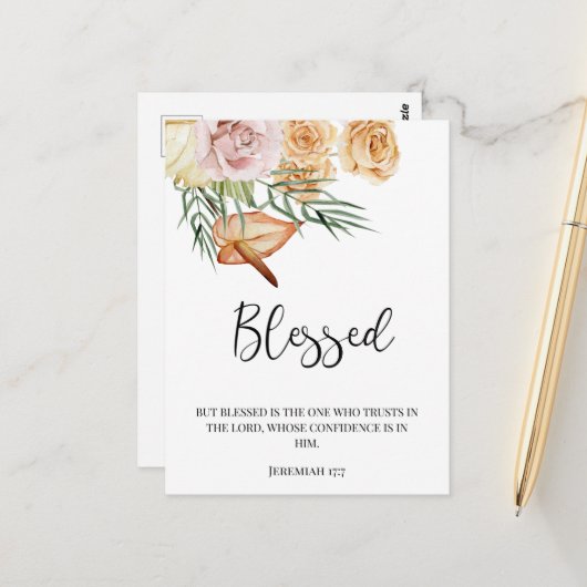 秋の豊作に感謝する幸せな感謝祭 ポストカード (正面/裏面インサイチュ)