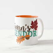 秋の豪華なアコーンとオークの葉 ツートーンマグカップ (正面右)