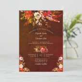 秋の豪華なフローラマーリーブラウン結婚ズ 招待状 (スタンド正面)
