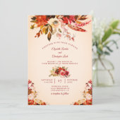 秋の豪華フローラ赤面アイボリー結婚ズ 招待状 (スタンド正面)