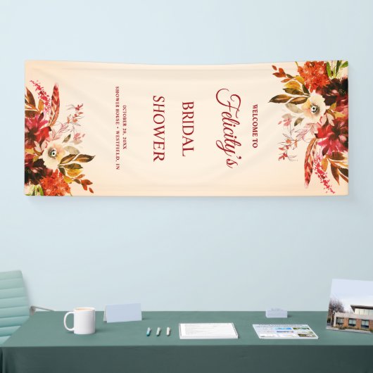 秋の豪華秋リーフアイボリーブライダルシャワー 横断幕 (トレードショー)