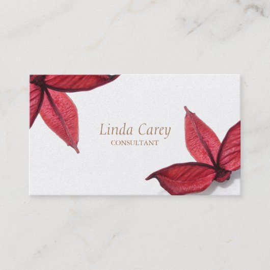 秋の赤いエレガント花 名刺 (正面)