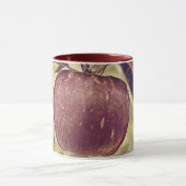 秋の赤いリンゴの実と葉の水彩画 マグカップ (中央)