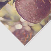 秋の赤いリンゴの実と葉の水彩画 薄葉紙 (詳細)